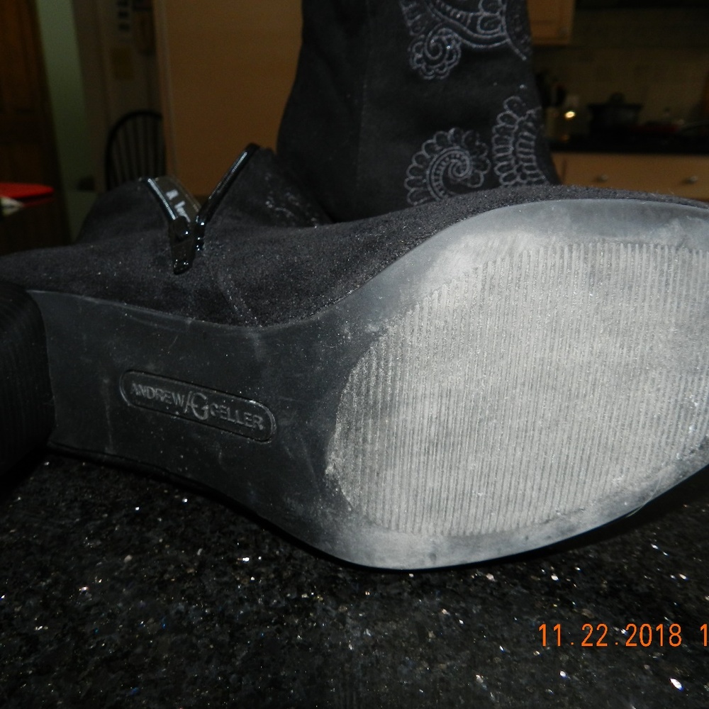 Andrew Geller Black Suede Patterned Boot - image 5